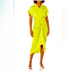 Steve Madden Tori tie front dress in citron .size 4